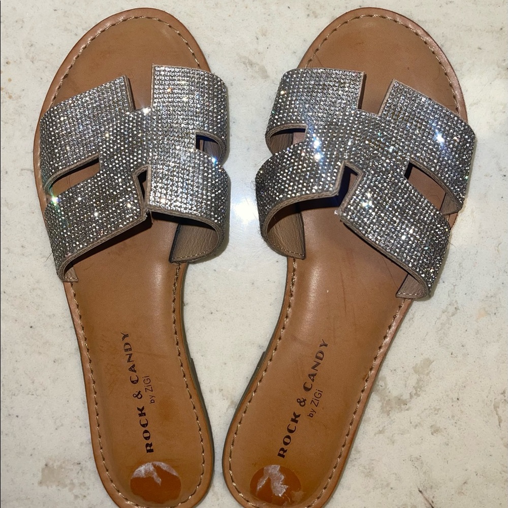 GORGEOUS SPARKLY RHINESTONE FLATS - NEVER WORN!
